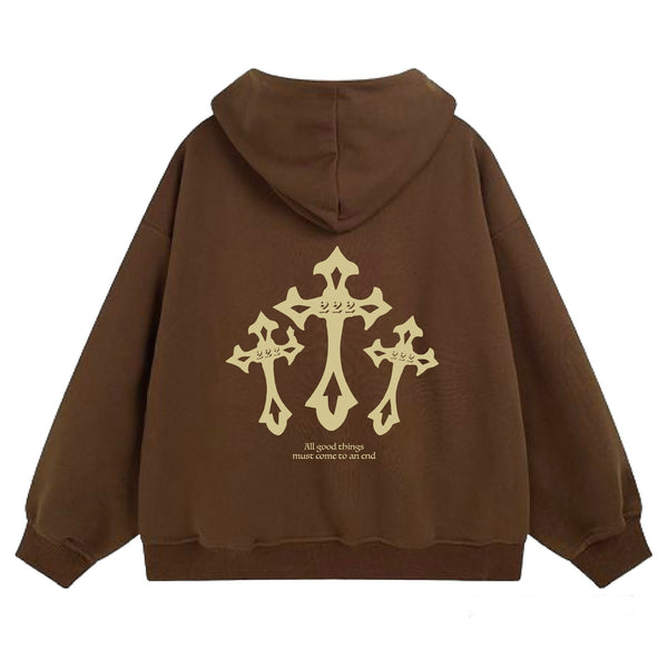 Triple cross brown hoodie