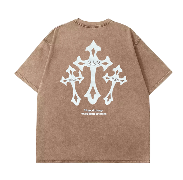 Brown triple cross Tee